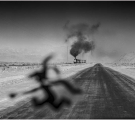 Now You See It: Road-Runner and Last Narrow-Gauge Train, Keeler 1959, Gelatin silver print